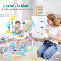 Jumperoo per Bambini, Centro attività Saltella con Altezza Regolabile, Gioco Saltellante con Sedile Girevole a 360°, Saltarello per Neonati con Luci e Suoni per Bambini 6+ Mesi (Azzurro)