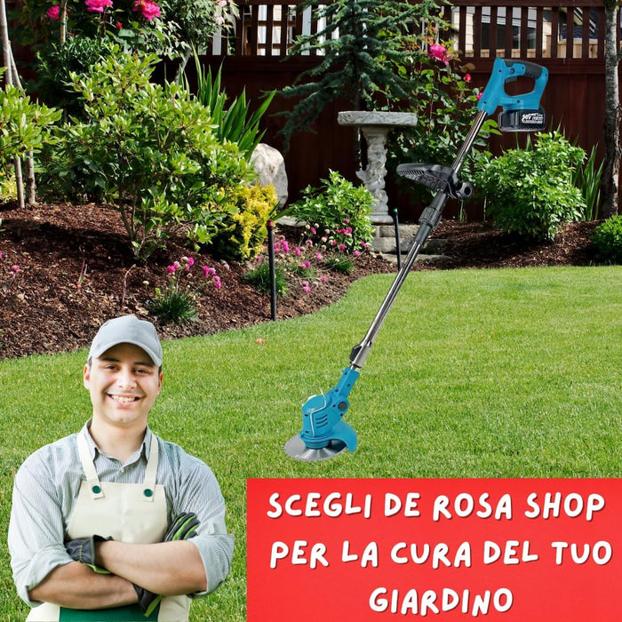 Decespugliatore a Batteria, Tagliabordi Elettrico 24 V con 2 Batterie e Lame Metalliche