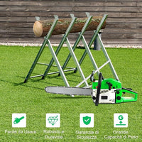 Cavalletto Taglialegna in Acciaio, Cavalletto Pieghevole con Capacità di Carico 100 kg, Cavalletto Leggero Portatile, 83 x 83 x 79 cm, Argenteo