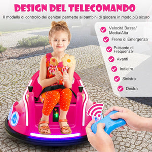 12V Autoscontro Elettrico per Bambini, Macchina Elettrica per Bambini con Design Girevole a 360° Telecomando Luci Musica, Macchina Cavalcabile per Bambini 37-96 Mesi (Rosa)