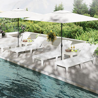 Set di 2 Sedie a Sdraio, Lettino Prendisole da Esterno in PP con Schienali Regolabili in 4 Posizioni, Sedia Reclinabile per Patio, Piscina, Terrazza, Portata 160 kg (Bianco)