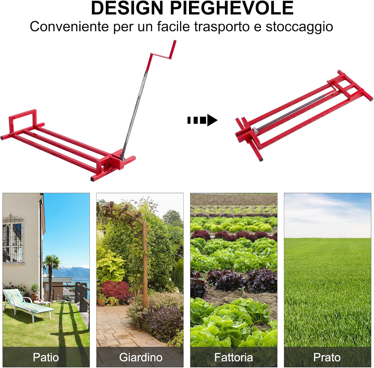 Sollevatore per Rasaerba Sollevamento per Trattore Tagliaerba, Carico Fino a 400 kg (Rosso)