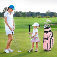 Set di Mazze da Golf per Donne, Include Driver in Lega di Alluminio, Legno da Fairway 3, Ibrido 4, Ferri 6, 7, 8 e 9, Putter, Sacca da Golf con Cinghie, Rosa, 24 x 24 x 115,5 cm
