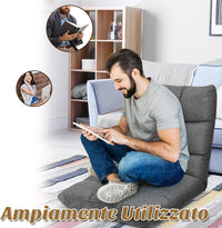 Sedia da Terra, Sedia da Pavimento con Posizioni Regolabili, Sedia Reclinabile Imbottita con Struttura in Acciaio Durevole, Facile da Conservare, Ideale per Salone Studio e Camera (Grigio)
