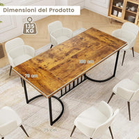 Tavolo da Pranzo 180 x 79 x 75 cm per 6-8 Persona, Tavolo Cucina Rettangolare in Legno con Struttura in Metallo, Mobile moderno per Sala da Pranzo e Ufficio, Capacità di Carico 135kg