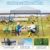 Gazebo Pieghevole 3 x 3 m, con Pareti/Tende Parasole, Gazebo Pop Up Impermeabile e Protettivo da Sole, con Altezza Regolabile e Borsa a Ruote, per Giardino Spiaggia e Campeggio