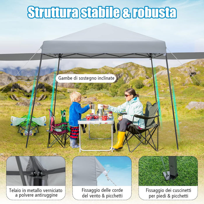 Gazebo Pieghevole 3 x 3 m, con Pareti/Tende Parasole, Gazebo Pop Up Impermeabile e Protettivo da Sole, con Altezza Regolabile e Borsa a Ruote, per Giardino Spiaggia e Campeggio
