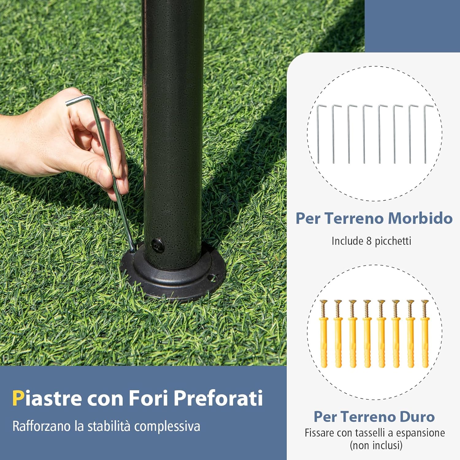 Gazebo da Giardino 397 x 296 cm, Gazebo da Esterno con Zanzariere, Tende, Struttura in Metallo Resistente, con Tetto Impermeabile a Due Strati, per Patio, Giardino e Cortile