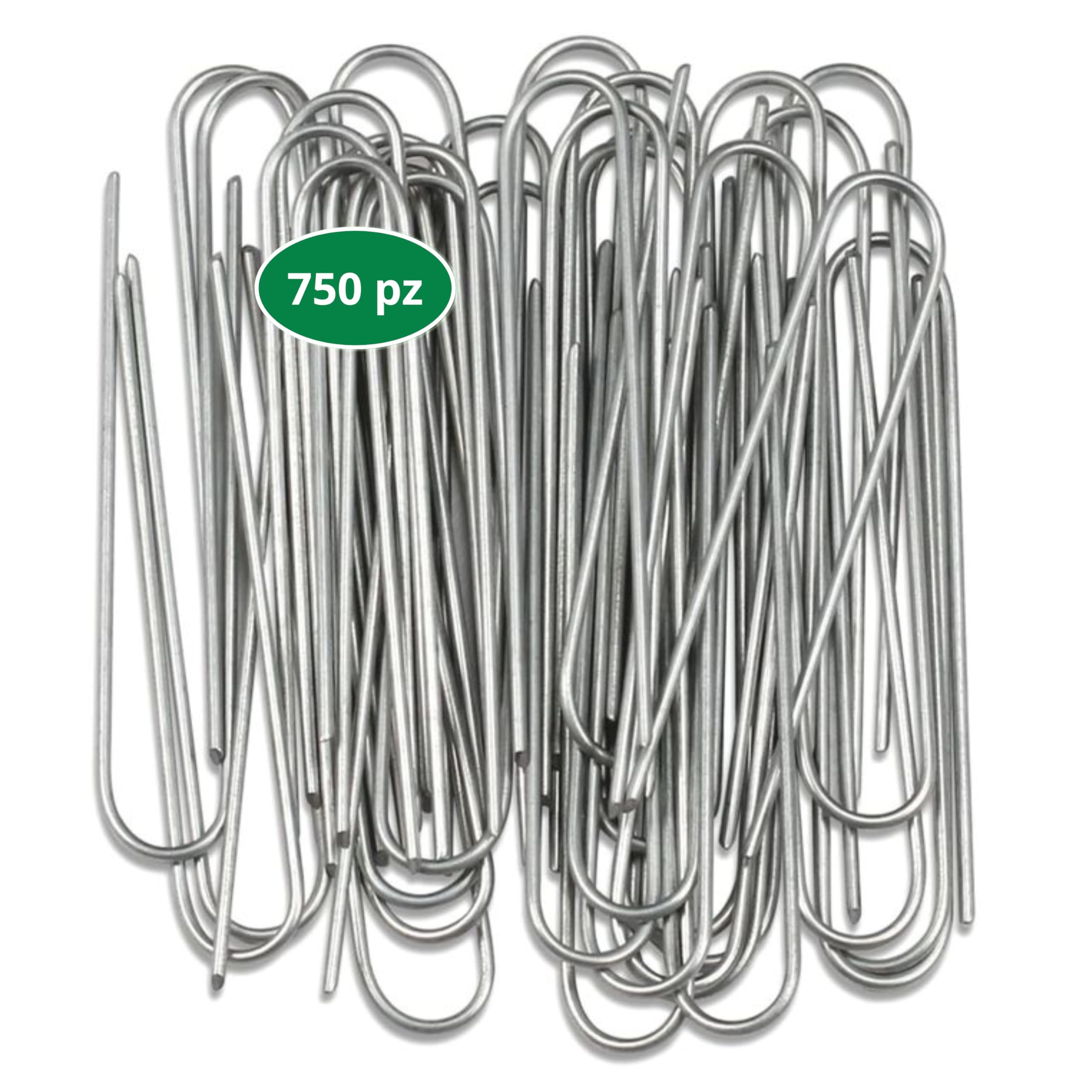 Picchetti Tubo Irrigazione in Acciaio Zincato, Set 750 Picchetti Ancoraggio ø3 mm, Picchetti per Irrigazione 17 cm di Lunghezza, Picchetti a U
