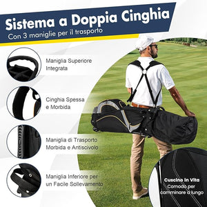 Borsa da Golf a 8 Vie, Borsa da Golf Portatile Leggera da 2 kg con Separatori Superiori, 7 Tasche, Borsa Frigo e Cappuccio Antipio