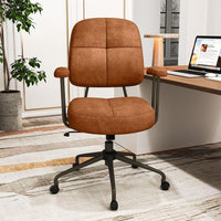 Sedia da Ufficio, con Schienale e Braccioli, Sedia Girevole Regolabile con Funzione a Dondolo e Ruote per Camera da Letto, Studio, Portata 150 kg (Marrone)