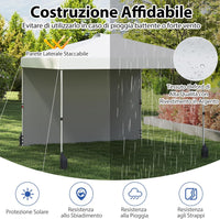 Gazebo Pieghevole 3 x 3 m, Gazebo da Esterno con Borsa con Ruote, Picchetti, Ancoraggi, Corde del Vento, Sacchi di Sabbia e Copertura Ventilata, Tendone Impermeabile per Feste (Bianco)