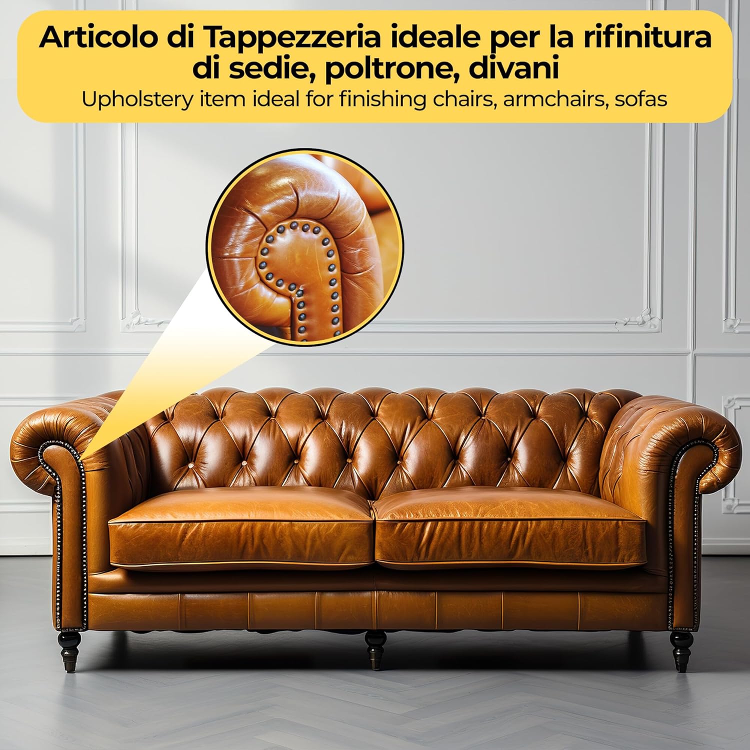 Bullette Tappezzeria 100pz | Chiodi Decorativi | Arredamento Restauro Mobili | Oro Lucido