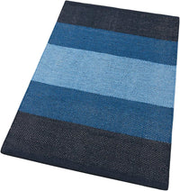 Tappeto Cucina Bagno Puro Cotone Assorbente Intrecciato a Mano Blu 50x110 cm