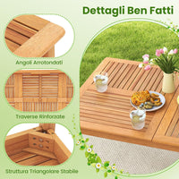 Tavolo Pranzo da Giardino a 8 Posti, Tavolo in Legno con Foro per Ombrellone 5 cm, per Giardino Patio Piscina, Portata 160 kg, 200 x 90 x 75 cm