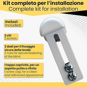 Supporto Gancio No Foro Regolabile per Tende a Rullo e a Pacchetto - 1 Coppia - Installazione Facile e Sicura