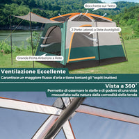Tenda da Campeggio con Divisorio, Tenda a Doppio Strato con Telo Antipioggia, Telo in PE, Finestre a Rete, Impermeabile e Antivento, con Borsa