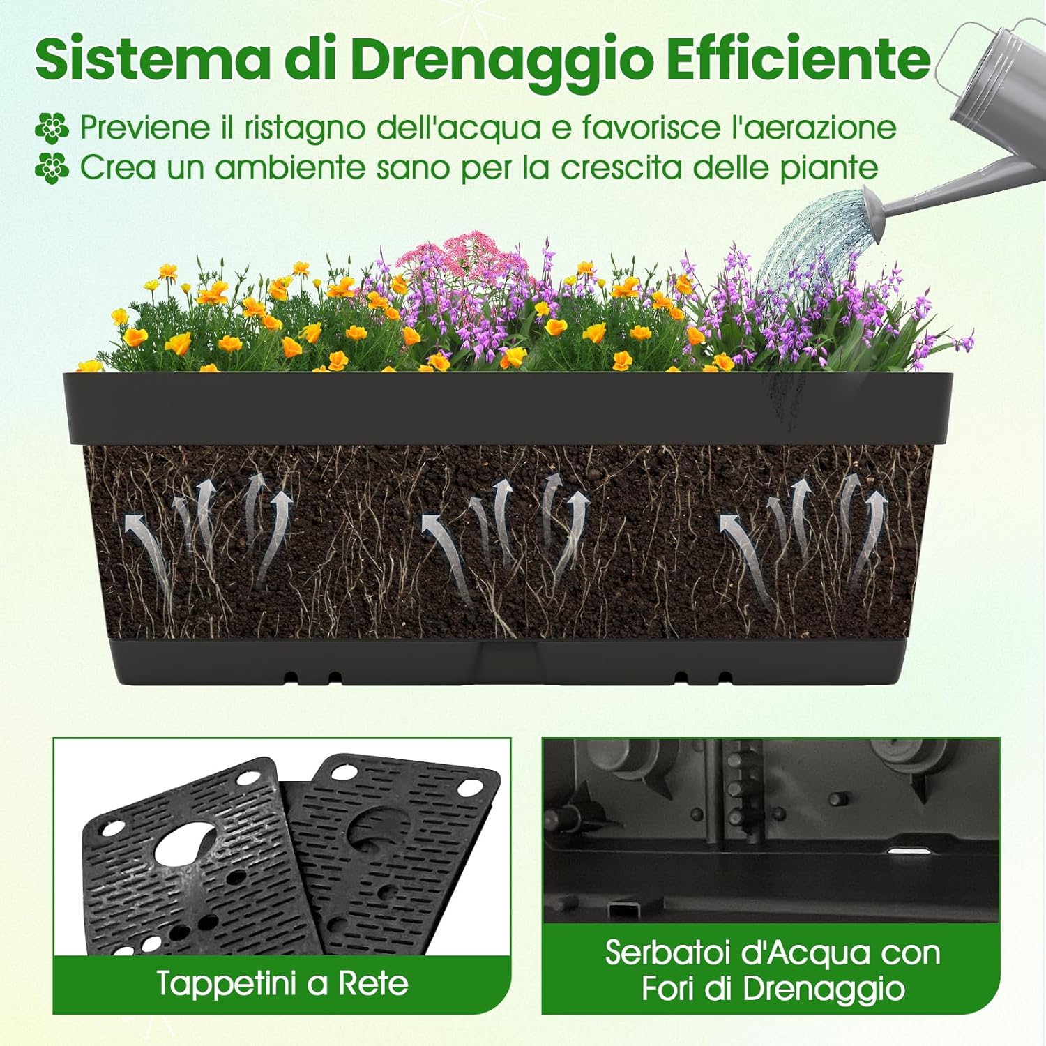 Letto Verticale Rialzato, 6 PZ Fioriere da Giardino per Verdure, Erbe e Fiori, Fioriere Elevate per Interni ed Esterni per Patio, Giardino e Balcone (Nero)