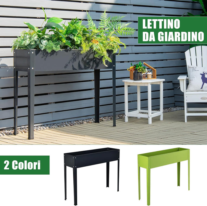 Fioriera Rialzata da Giardino, Piantatore Aiuola a Cassetta, da Esterno ed Interno, Acciaio Galvanizzato (100x30x80cm-Grigio)
