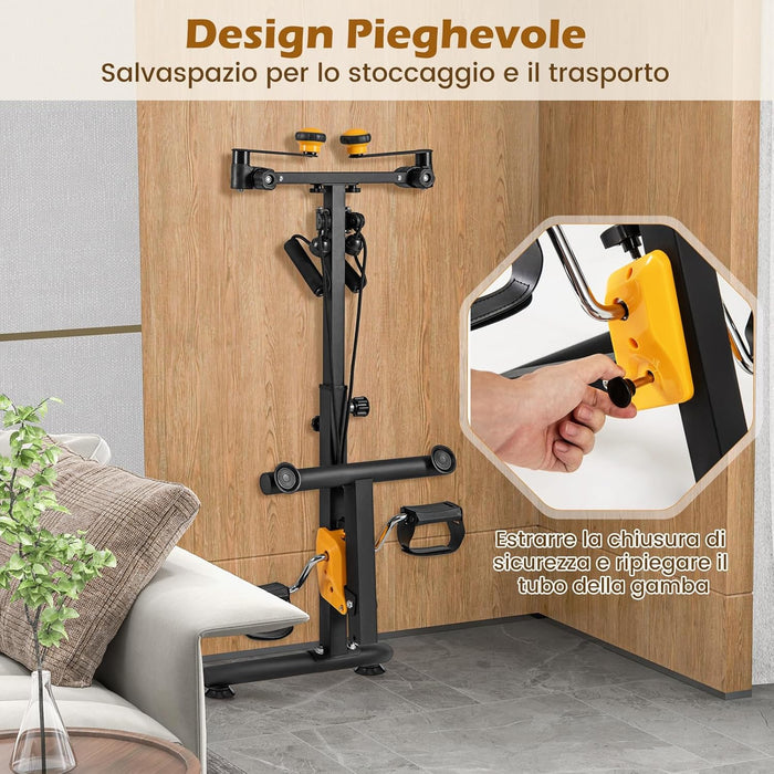 Cyclette a Pedali Pieghevole, Macchina per Fitnes con Resistenza e Altezza Regolabili e Cuscinetti Antiscivolo, Attrezzature per Riabilitazione degli Anziani