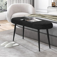 Panca Scarpiera da 113 cm, Panca da Ingresso con Cuscino Imbottito in Spugna e Gambe Metalliche Solide, Panca Fondo Letto per Soggiorno Camera da Letto, Carico 300 kg (Nero)