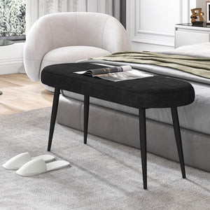 Panca Scarpiera da 113 cm, Panca da Ingresso con Cuscino Imbottito in Spugna e Gambe Metalliche Solide, Panca Fondo Letto per Soggiorno Camera da Letto, Carico 300 kg (Nero)