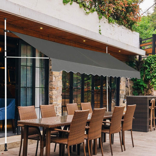 Tenda da Sole per Esterno, Tenda da Sole a Bracci Estensibili con Struttura Telescopica e Tessuto Resistene ai Raggi Solari, Regolabile in Altezza e in Angolazione (400 x 120 cm Grigio)