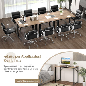 Scrivania per Computer 100 x 50 x 77 cm, Scrivania Moderna e Salvaspazio in Metallo Resistente con Piedini Regolabili, Scrivania Versatile per Casa e Ufficio (Legno)