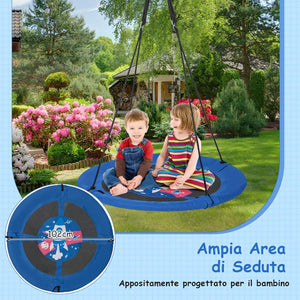 Altalena a Nido da 102 cm per Bambini, Altalena Rotonda con Corde Regolabili, Ideale per Cortile e Giardino, CapacitÃ  di Carico 100 kg (Razzo)