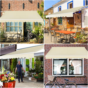 Tenda da Sole per Esterno Avvolgibile 3 x 2,5 M, Tenda da Sole a Bracci Estensibili con Telaio in Alluminio, Tettuccio Resistente al Sole e Impermeabile e Manovella (3 x 2,5 m, Beige)