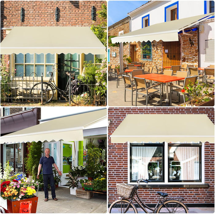 Tenda da Sole per Esterno Avvolgibile 3 x 2,5 M, Tenda da Sole a Bracci Estensibili con Telaio in Alluminio, Tettuccio Resistente al Sole e Impermeabile e Manovella (3 x 2,5 m, Beige)