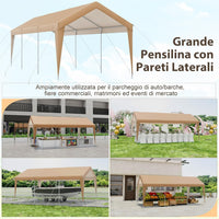 Gazebo Tenda per Posto Auto da Esterno, Tendone Garage per Auto, Carport Tenda Impermeabile in Metallo, 301 x 600 x 285 cm