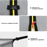 Rete di Sicurezza Sostitutiva per Trampolino da Esterno con Diametro 427 cm, con Doppia Cerniera e Fibbie Protettive