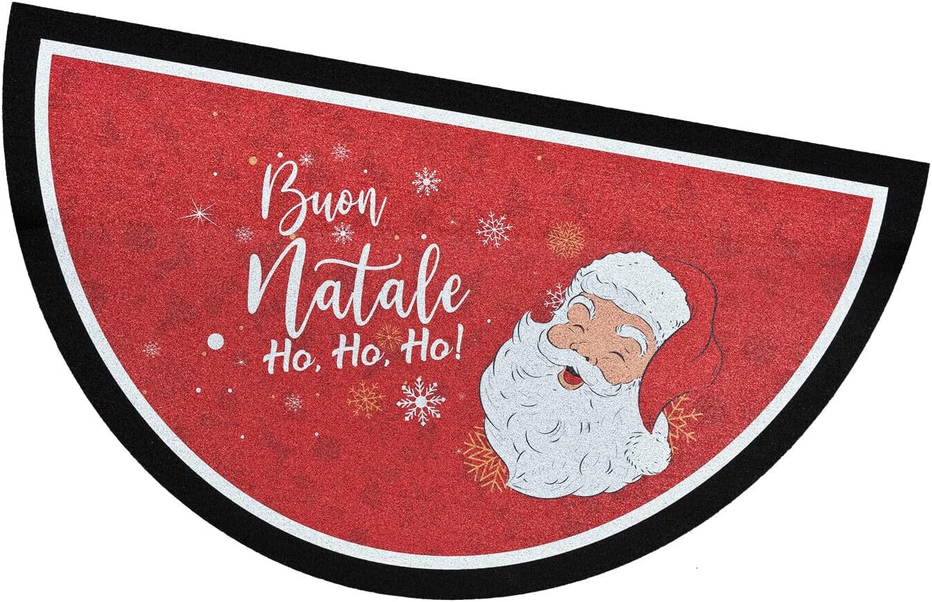 Zerbino Natalizio Gomma Sostenibile Semiluna 40x70 Cm Asciugapassi Natale Ingresso Antiscivolo Dis.A