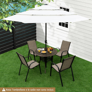 Tavolo da Pranzo Rotondo da 90 cm, Tavolo da Esterno in Alluminio con Foro per Ombrellone da 5 cm Struttura Resistente Piedini Regolabili, Tavolo Rotondo da Giardino Esterno, 90 x 74 cm