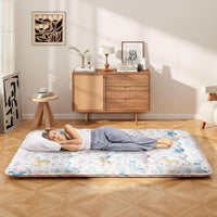 Materasso Futon Pieghevole, Materasso Portatile con Sacca da Trasporto per Camping, Materasso da Terra con Copertura Lavabile (Colorato,200 x 140 cm)