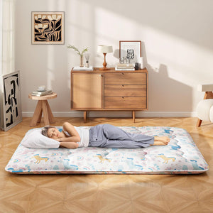 Materasso Futon Pieghevole, Materasso Portatile con Sacca da Trasporto per Camping, Materasso da Terra con Copertura Lavabile (Colorato,200 x 140 cm)