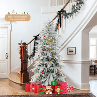 Albero di Natale Artificiale Innevato 180 cm, Albero di Natale Pre-illuminata con 250 Luci LED Bianco Caldo, 594 Punte di Ramo e Supporto in Metallo