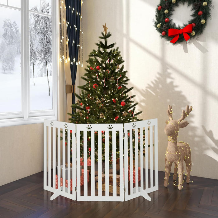 Cancelletto per Cani di Legno Pieghevole, con 3/4 Pannelli e Cuscinetti Antiscivolo, Ideale per Scale e Porta d'Ingresso,151,5 x 89,5 cm (Bianco, 3 Pannelli)