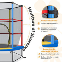 Trampolino Elastico Bambino in Acciaio, Tappeto Elastico Bambini da Esterno e da Interno, con Rete e Cusicnetti Antiscivolo