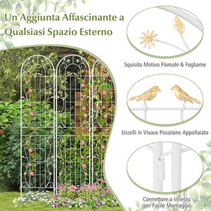 Grigliati per Rampicanti 180 x 50 CM, Set di 2 Tralicci di Metallo Antiruggine per Piante Rampicanti, Rose e Verdure, Decorazione Esterna per Giardino, Cortile e Patio (Bianco)