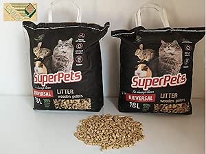 Lettiera Biologica in Pellet Ecologico per Animali Domestici e Uccelli SuperPets Universale  N° 2 - 18L. 12Kg