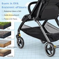 Passeggino Leggero per Bambini, Passeggino Pieghevole con Schienale Regolabile, Tettuccio, Cintura di Sicurezza a 5 Punti, Cestello Portaoggetti, per Bambini 0-36 Mesi (Grigio)