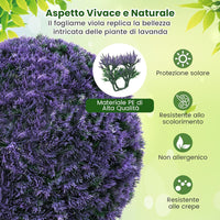 Set di 2 Piante Artificiali a Sfera di Bosso 38 CM, Palline Decorative Viola, Sfera Topiarie per Giardino, Portico, Balcone e Matrimonio