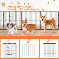 Recinto per Cani Interno ed Esterno, 8 Pannelli Altezza 60/80 CM Recinzione per Piccoli/Medi Animali/Coniglio/Gatto, Cancelletto Portatile Pieghevole con Porta (190 x 80 cm)