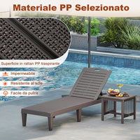 Set di 2 Sedie a Sdraio, Lettino Prendisole da Esterno in PP con Schienali Regolabili in 4 Posizioni, Sedia Reclinabile per Patio, Piscina, Terrazza, Portata 160 kg (Marrone)