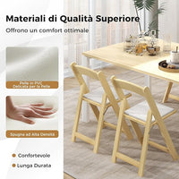 Set di 2 Sedie da Pranzo, Sedia da Cucina Pieghevole con Gambe in Legno di Gomma & Sedile Imbottito, Sedia Portatile per Matrimonio & Festa, Nessun Montaggio Richiesto, Portata 160 kg