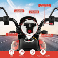 12V Aprilia Moto Cavalcabile per Bambini, Motocicletta Elettrica con Ruote Ausiliarie e Musica Wireless, Sospensione a Molla, Moto Elettrica alla Moda per Bambini 3-8 Anni (Nero)
