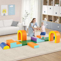 Set di 10 Blocchi da Arrampicata in Schiuma, Palestra da Gioco in Morbida Pelle Sintetica, Strutture Leggere per Scalare, Arrampicarsi, Scivolare, per Bambini 1+ Anno (Arancione)