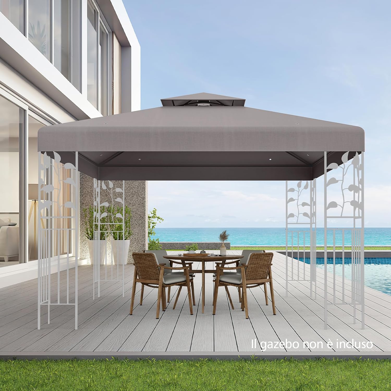 Tetto di Ricambio per Gazebo da Giardino Copertura di Ricambio Gazebo 3 x 3 m (Grigio)